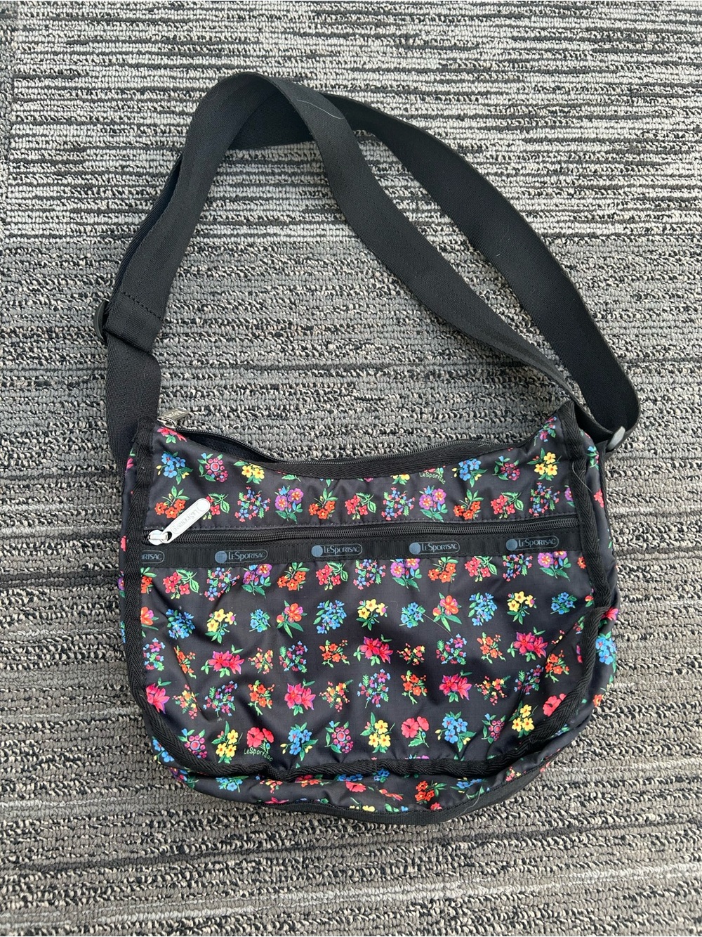 LeSportsac Black Floral Crossbody Bag